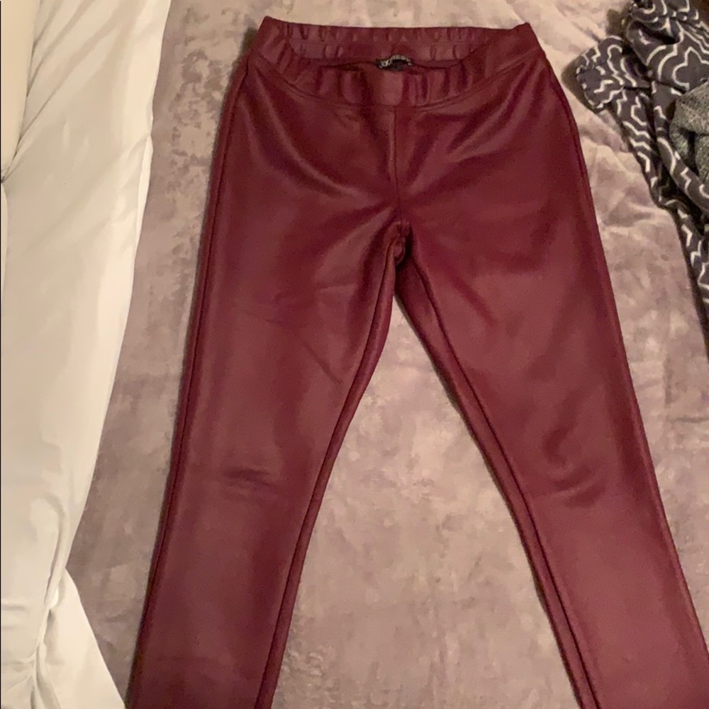 COPY - Express Maroon Leather Leggings